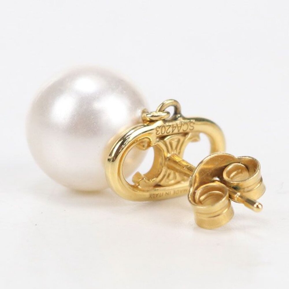 Celine Pearl Triomphe Earrings Metal - Picture 5 of 6